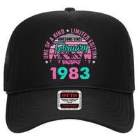 40 Years Old Awesome Since February 1983 40Th Birthday Women High Crown Mesh Back Trucker Hat