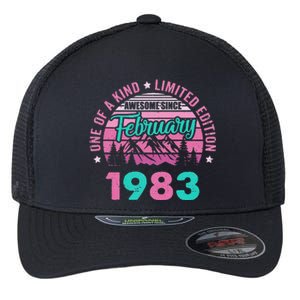 40 Years Old Awesome Since February 1983 40Th Birthday Women Flexfit Unipanel Trucker Cap