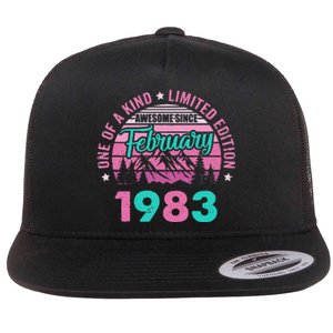 40 Years Old Awesome Since February 1983 40Th Birthday Women Flat Bill Trucker Hat