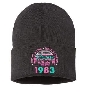 40 Years Old Awesome Since February 1983 40Th Birthday Women Sustainable Knit Beanie