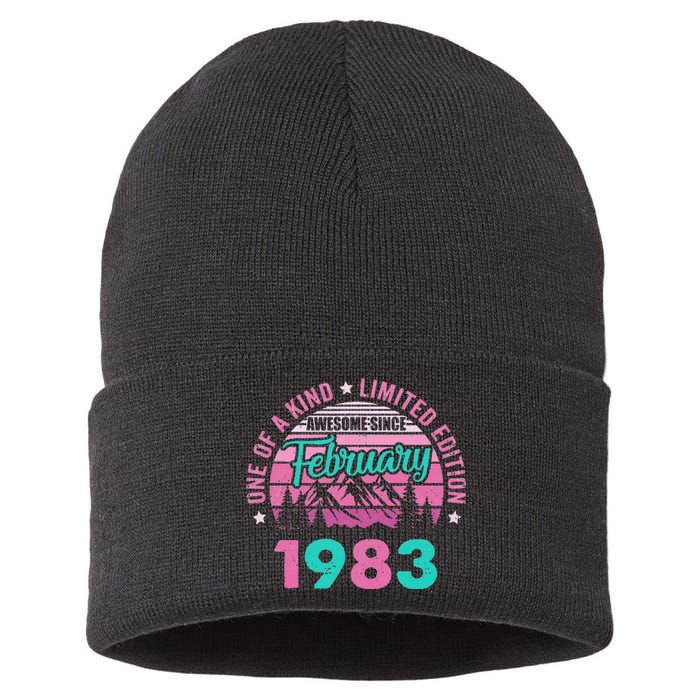 40 Years Old Awesome Since February 1983 40Th Birthday Women Sustainable Knit Beanie