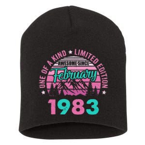 40 Years Old Awesome Since February 1983 40Th Birthday Women Short Acrylic Beanie