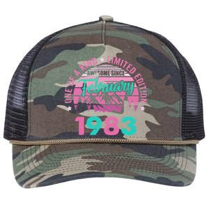 40 Years Old Awesome Since February 1983 40Th Birthday Women Retro Rope Trucker Hat Cap