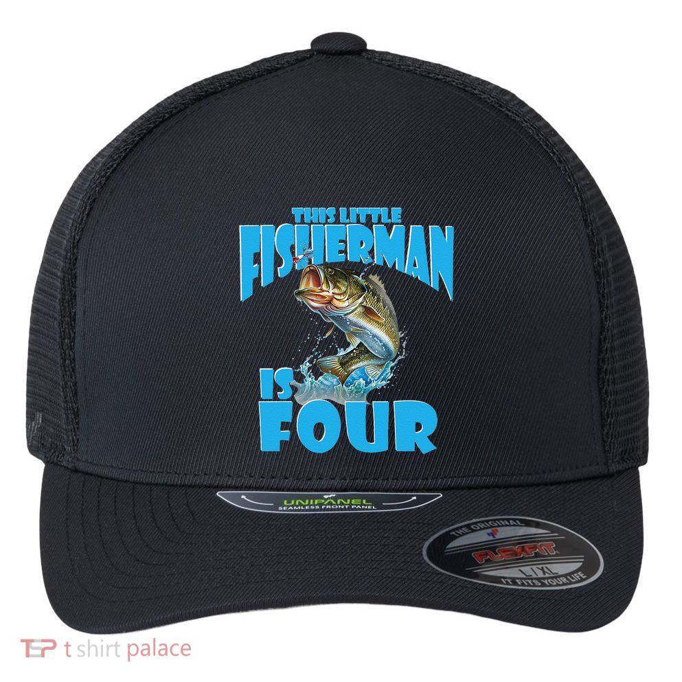 4 Year Old Fishing Outfit For Fishing Birthday Party Flexfit Unipanel Trucker Cap