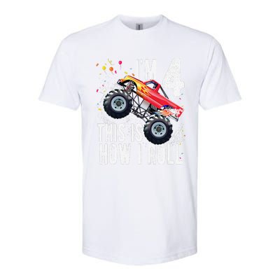 4 Year Old 4th Birthday Boy Monster Truck Car. Softstyle CVC T-Shirt