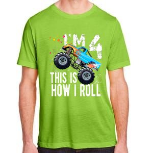 4 Year Old Gift Cool 4th Birthday Boy Gift For Monster Truck Car Lovers Adult ChromaSoft Performance T-Shirt