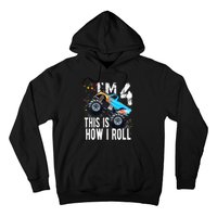 4 Year Old Gift Cool 4th Birthday Boy Gift For Monster Truck Car Lovers Hoodie