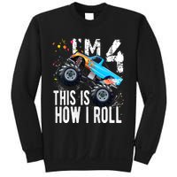 4 Year Old Gift Cool 4th Birthday Boy Gift For Monster Truck Car Lovers Sweatshirt