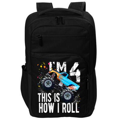 4 Year Old Gift Cool 4th Birthday Boy Gift For Monster Truck Car Lovers Impact Tech Backpack