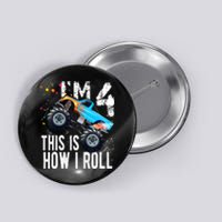 4 Year Old Gift Cool 4th Birthday Boy Gift For Monster Truck Car Lovers Button