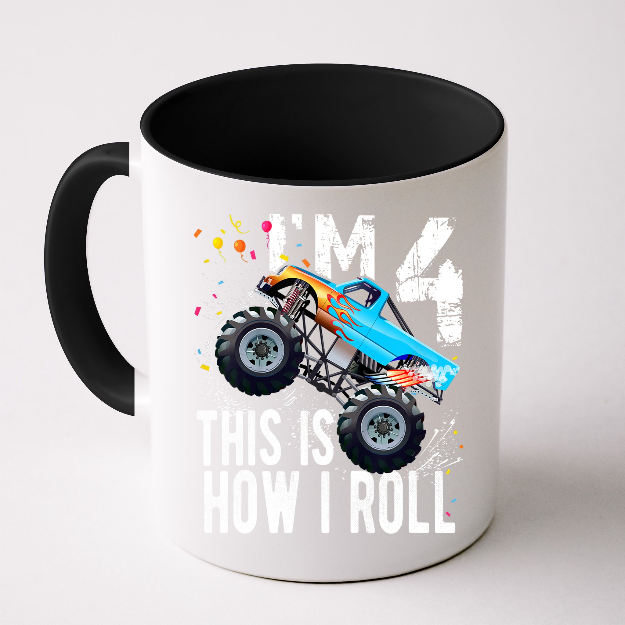 4 Year Old Gift Cool 4th Birthday Boy Gift For Monster Truck Car Lovers Mug