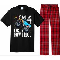 4 Year Old Gift Cool 4th Birthday Boy Gift For Monster Truck Car Lovers Pajama Set