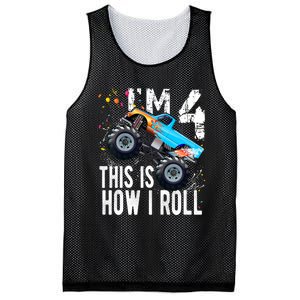 4 Year Old Gift Cool 4th Birthday Boy Gift For Monster Truck Car Lovers Mesh Reversible Basketball Jersey Tank