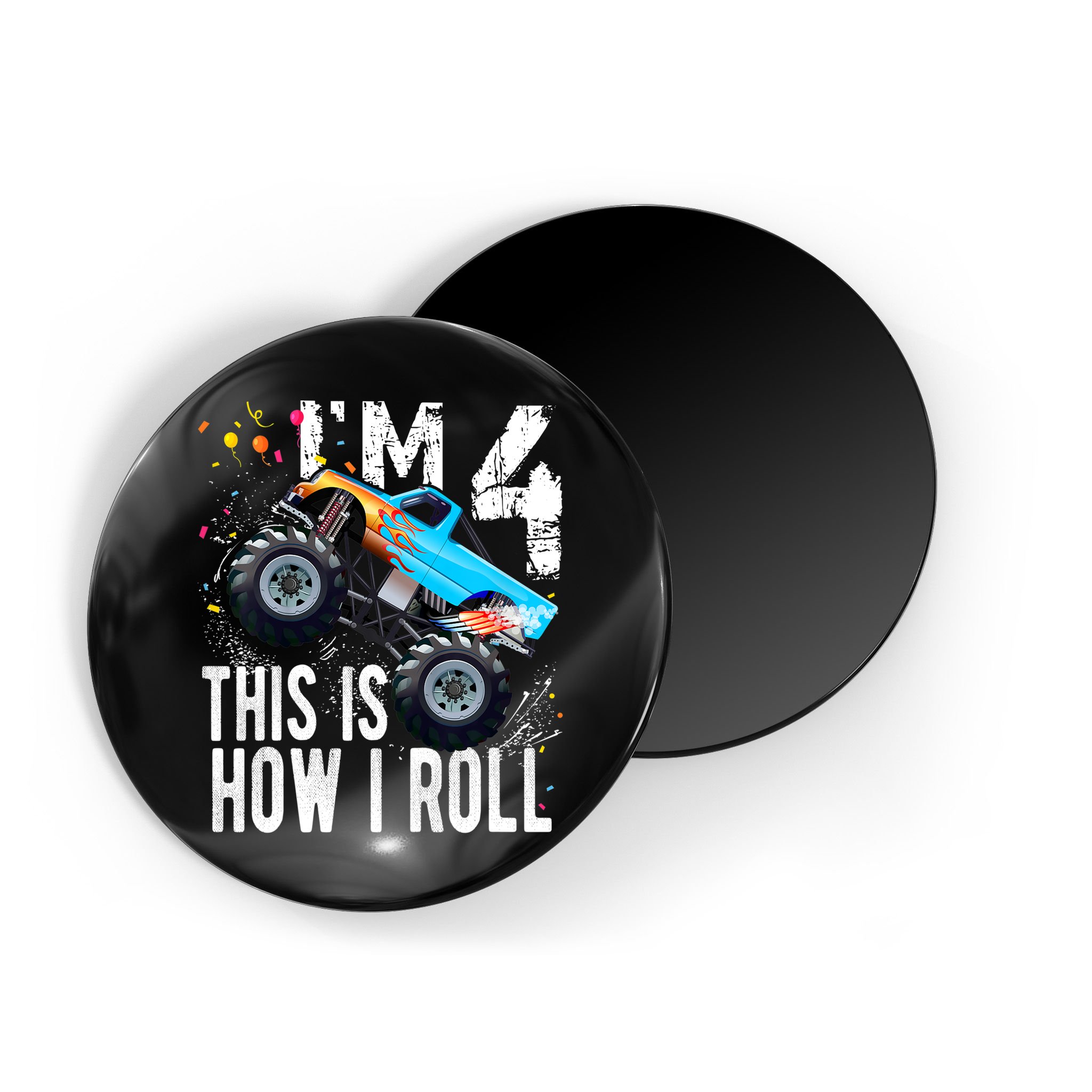 4 Year Old Gift Cool 4th Birthday Boy Gift For Monster Truck Car Lovers Magnet