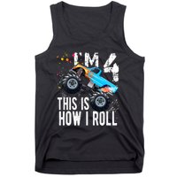 4 Year Old Gift Cool 4th Birthday Boy Gift For Monster Truck Car Lovers Tank Top