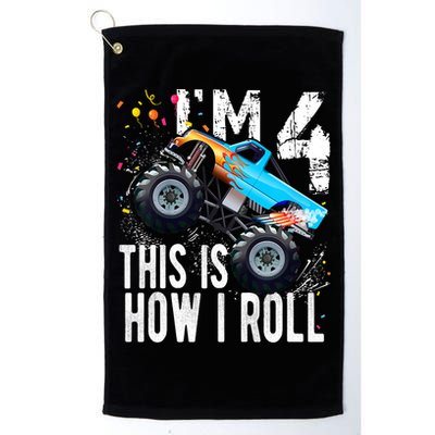 4 Year Old Gift Cool 4th Birthday Boy Gift For Monster Truck Car Lovers Golf Towel