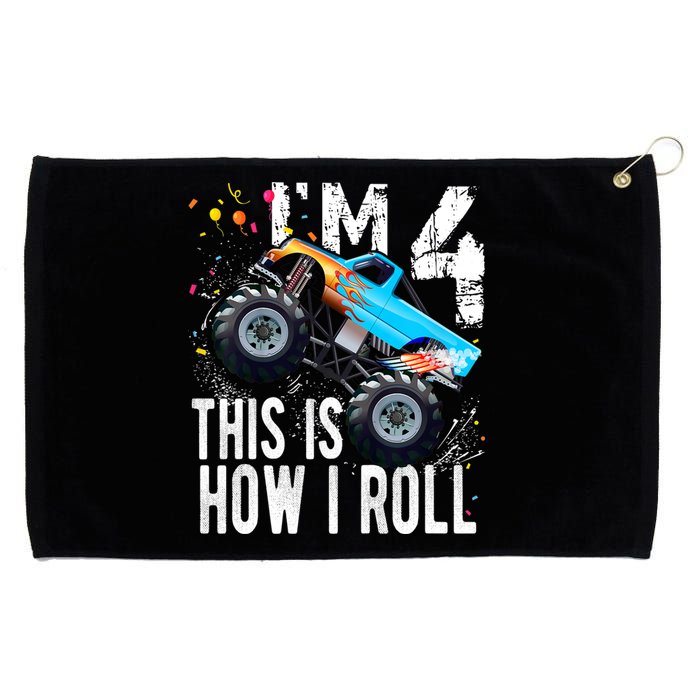 4 Year Old Gift Cool 4th Birthday Boy Gift For Monster Truck Car Lovers Grommeted Golf Towel