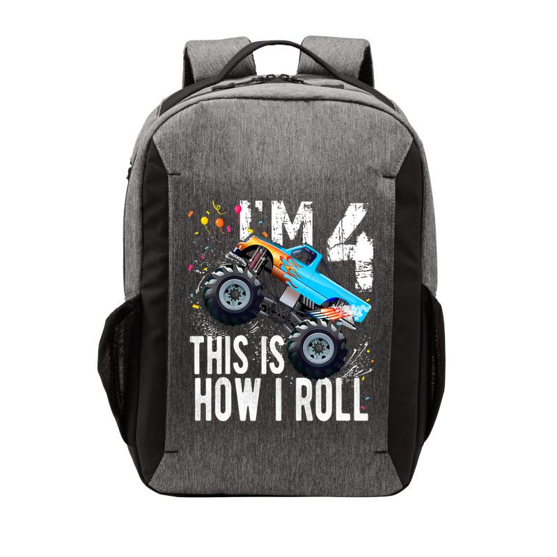 4 Year Old Gift Cool 4th Birthday Boy Gift For Monster Truck Car Lovers Vector Backpack