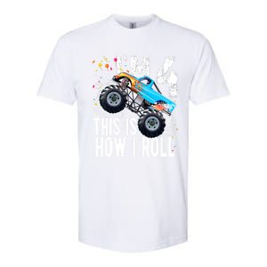 4 Year Old Gift Cool 4th Birthday Boy Gift For Monster Truck Car Lovers Softstyle CVC T-Shirt