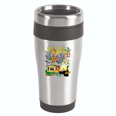 4 Year Old Zoo Safari Birthday Party Tee Lets Get Wild Im 4 16oz Travel Tumbler