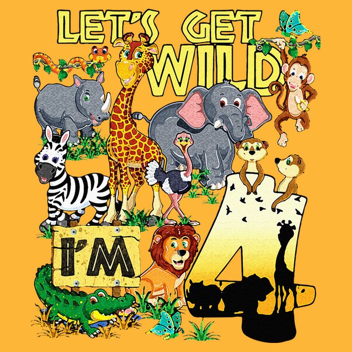 4 Year Old Zoo Safari Birthday Party Tee Lets Get Wild Im 4 Sustainable Knit Beanie