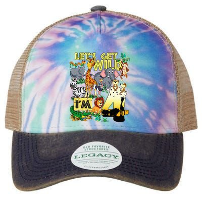 4 Year Old Zoo Safari Birthday Party Tee Lets Get Wild Im 4 Legacy Tie Dye Trucker Hat