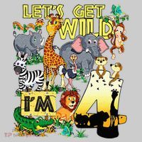 4 Year Old Zoo Safari Birthday Party Tee Lets Get Wild Im 4 Tie-Dye T-Shirt