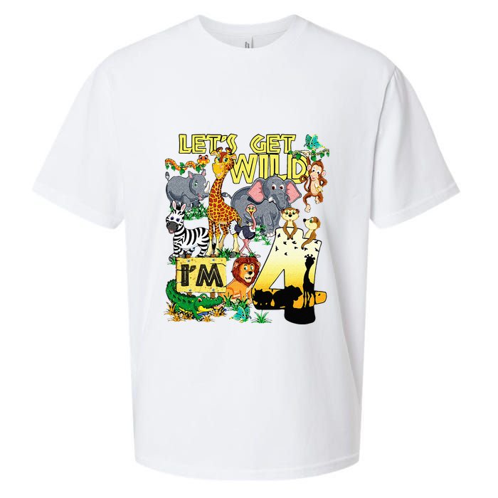 4 Year Old Zoo Safari Birthday Party Tee Lets Get Wild Im 4 Sueded Cloud Jersey T-Shirt