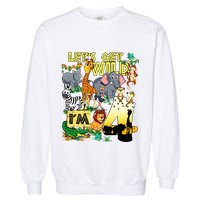 4 Year Old Zoo Safari Birthday Party Tee Lets Get Wild Im 4 Garment-Dyed Sweatshirt
