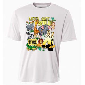 4 Year Old Zoo Safari Birthday Party Tee Lets Get Wild Im 4 Cooling Performance Crew T-Shirt