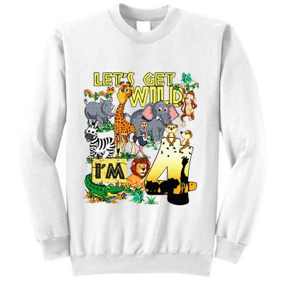 4 Year Old Zoo Safari Birthday Party Tee Lets Get Wild Im 4 Sweatshirt