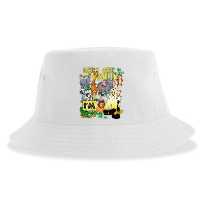 4 Year Old Zoo Safari Birthday Party Tee Lets Get Wild Im 4 Sustainable Bucket Hat