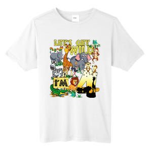 4 Year Old Zoo Safari Birthday Party Tee Lets Get Wild Im 4 Tall Fusion ChromaSoft Performance T-Shirt