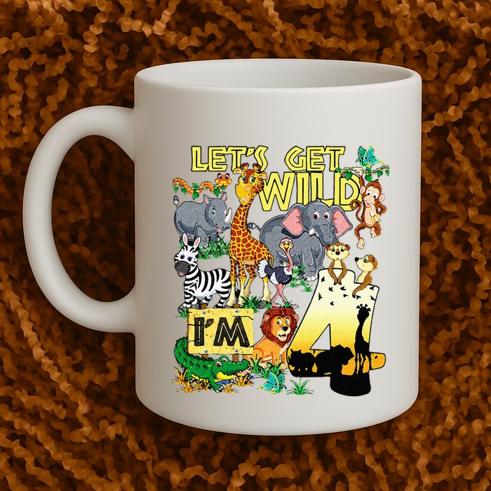 4 Year Old Zoo Safari Birthday Party Tee Lets Get Wild Im 4 Mug