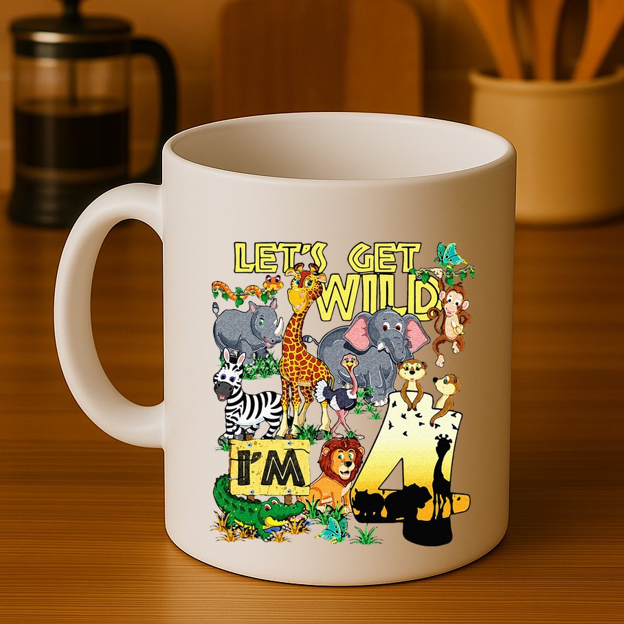 4 Year Old Zoo Safari Birthday Party Tee Lets Get Wild Im 4 Mug