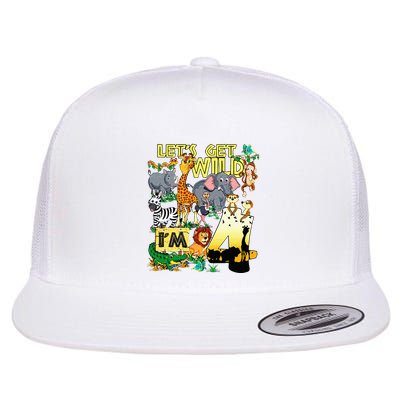 4 Year Old Zoo Safari Birthday Party Tee Lets Get Wild Im 4 Flatbill Hat