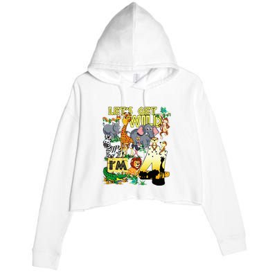 4 Year Old Zoo Safari Birthday Party Tee Lets Get Wild Im 4 Crop Fleece Hoodie
