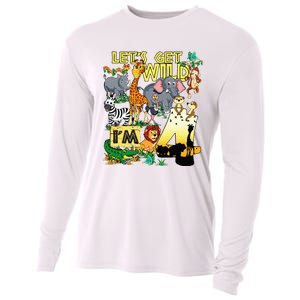 4 Year Old Zoo Safari Birthday Party Tee Lets Get Wild Im 4 Cooling Performance Long Sleeve Crew