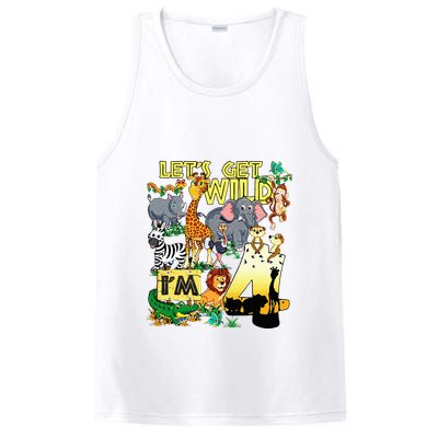 4 Year Old Zoo Safari Birthday Party Tee Lets Get Wild Im 4 PosiCharge Competitor Tank