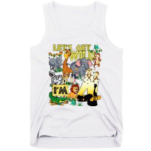 4 Year Old Zoo Safari Birthday Party Tee Lets Get Wild Im 4 Tank Top