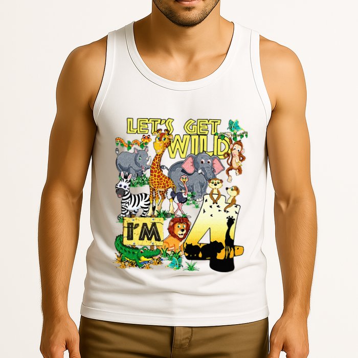 4 Year Old Zoo Safari Birthday Party Tee Lets Get Wild Im 4 Tank Top
