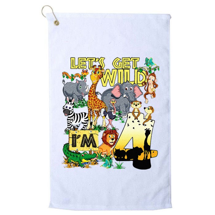 4 Year Old Zoo Safari Birthday Party Tee Lets Get Wild Im 4 Golf Towel