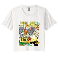 4 Year Old Zoo Safari Birthday Party Tee Lets Get Wild Im 4 Crop Top