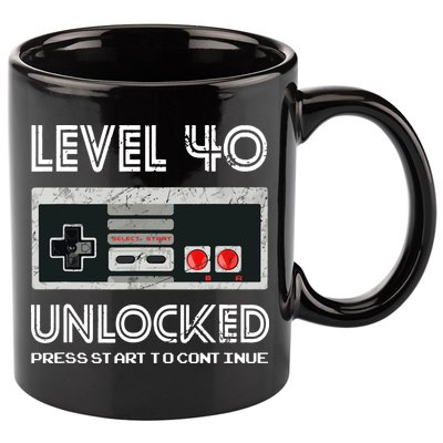 40 Year Old Fourty Birthday Gift Level 40 Unlocked Gamer 11oz C Handle Ceramic Mug