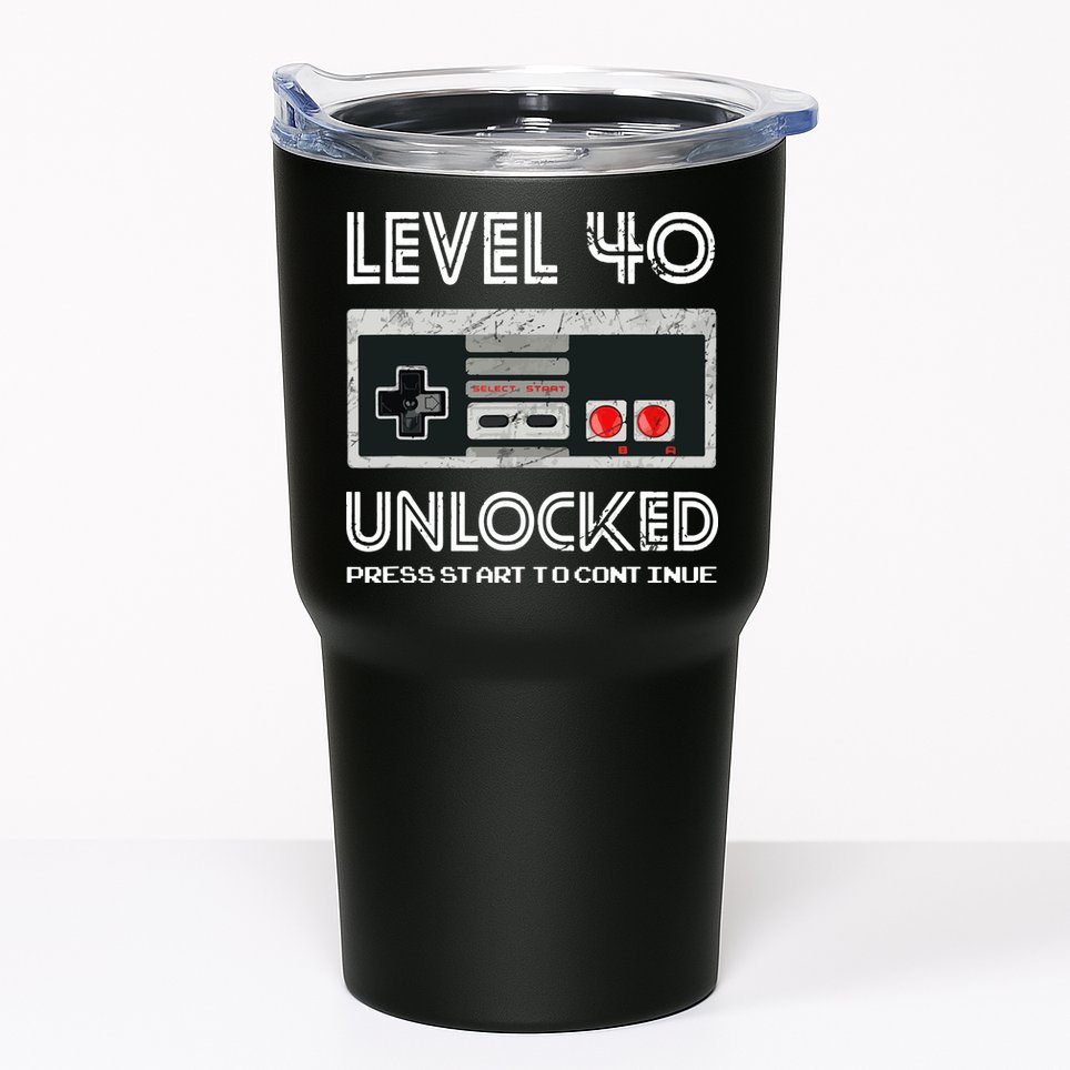 40 Year Old Fourty Birthday Gift Level 40 Unlocked Gamer Tumbler