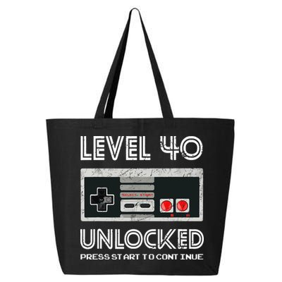 40 Year Old Fourty Birthday Gift Level 40 Unlocked Gamer 25L Jumbo Tote