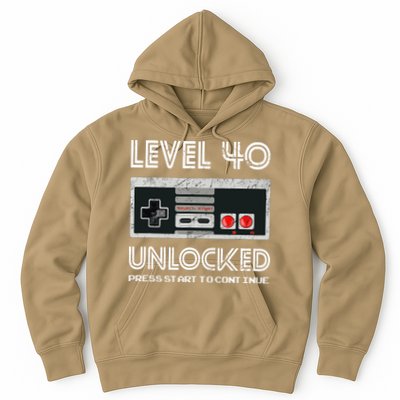 40 Year Old Fourty Birthday Gift Level 40 Unlocked Gamer Hoodie