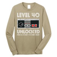 40 Year Old Fourty Birthday Gift Level 40 Unlocked Gamer Long Sleeve Shirt