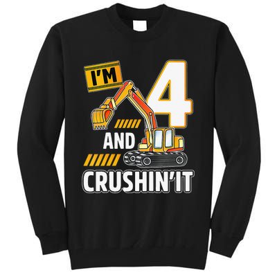 4 year old vehicles construction excavator Birthday 4th Tall Sweatshirt