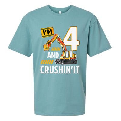 4 year old vehicles construction excavator Birthday 4th Sueded Cloud Jersey T-Shirt